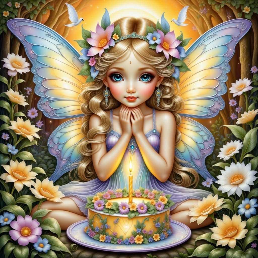Whimsical Fairy Birthday Party with Cake and Doves