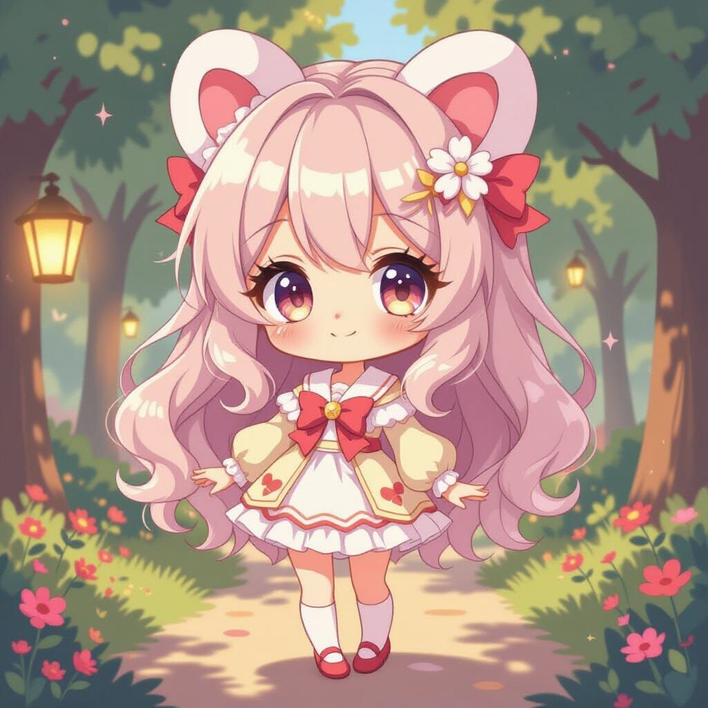 Chibi Figure in Pastel Colors, Whimsical Style