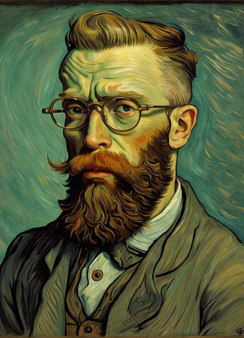 Hipster Self-Portrait in Van Gogh Style