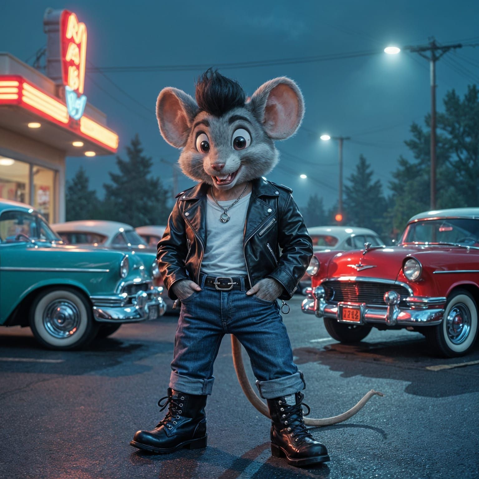 Mouse Greaser in 1950s Diner Style
