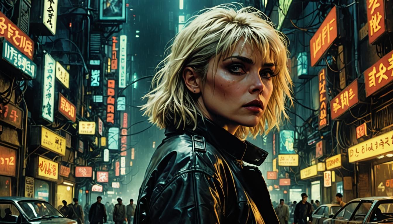 Cyberpunk Noir Scene with Debbie Harry as Pris