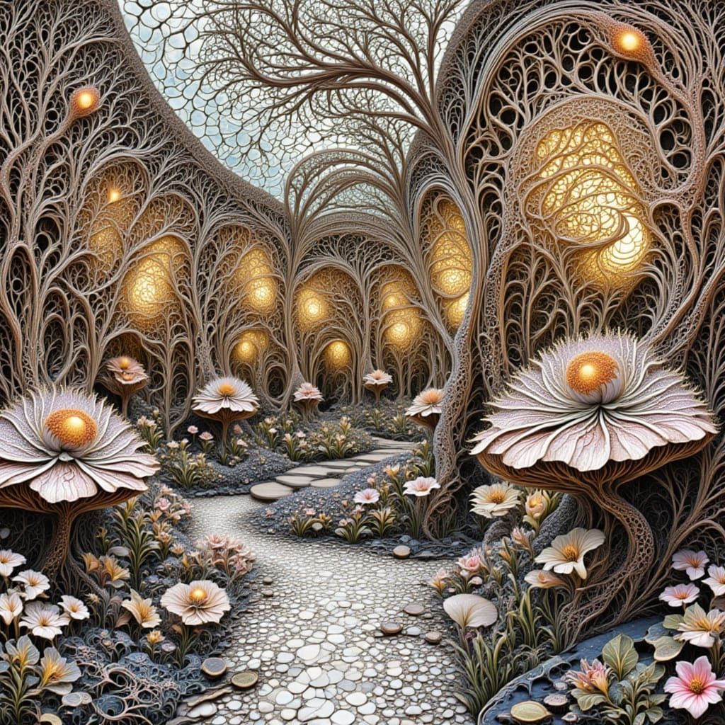 Intricate Art Studio Patio Filled With Abstract Sculptural F...