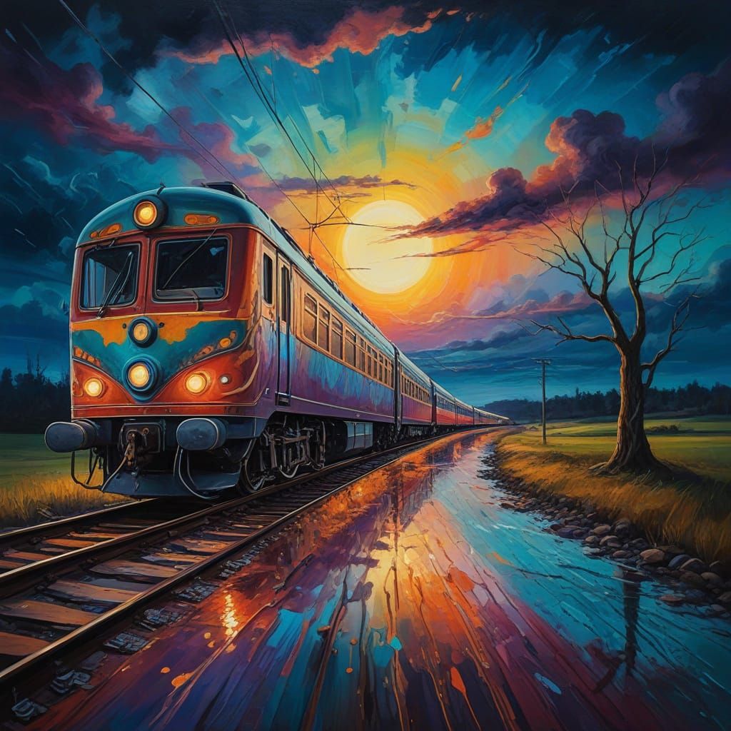 Dreamlike Train Rushes Through German Countryside at Night