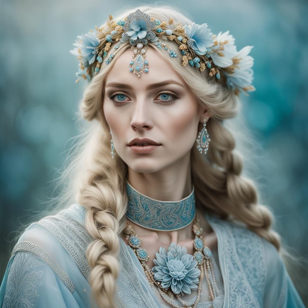 Ethereal Slavic Beauty in Pre-Raphaelite Style