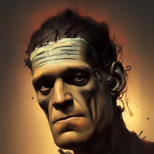 Frankenstein Portrait in Art Nouveau Style