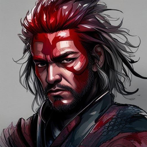 Samurai Warrior Portrait in Hyperdetailed Digital Art Style