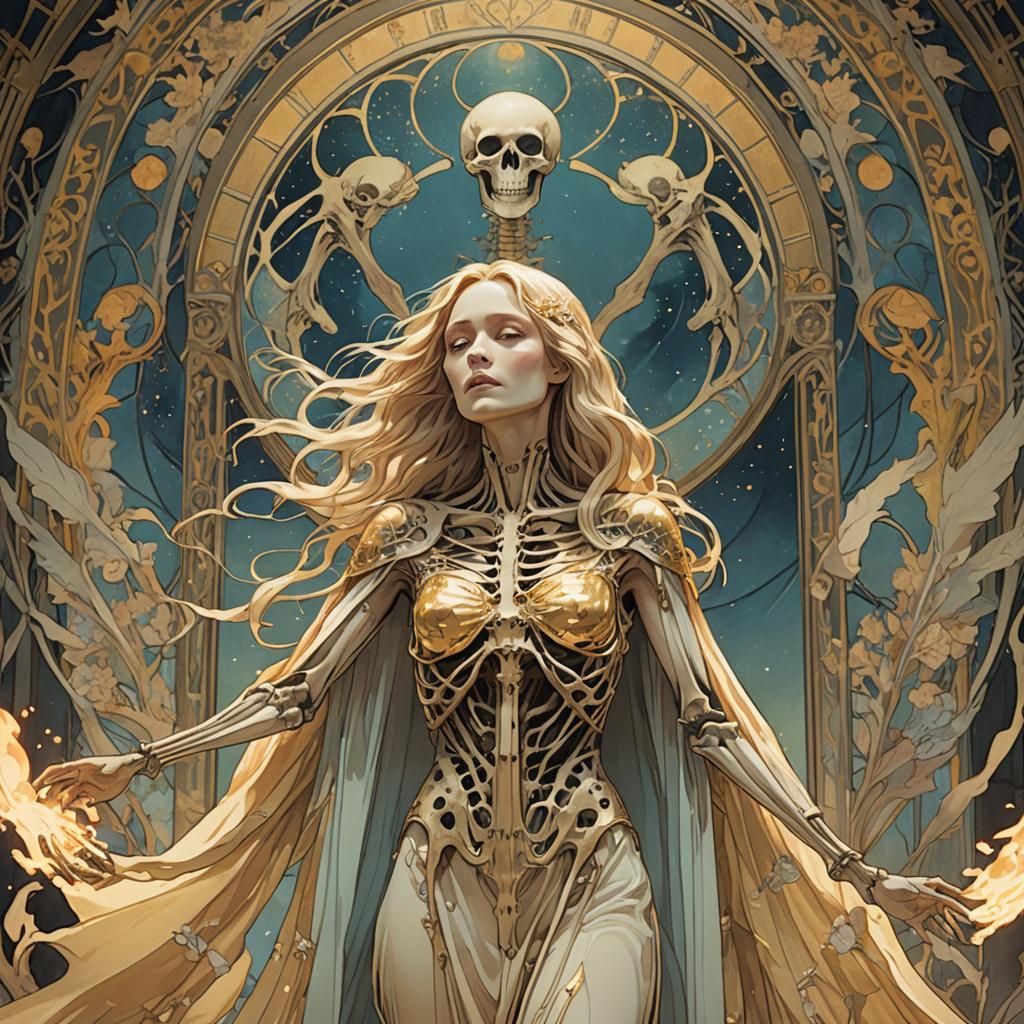 Art Nouveau Fire Queen in Extraterrestrial Light