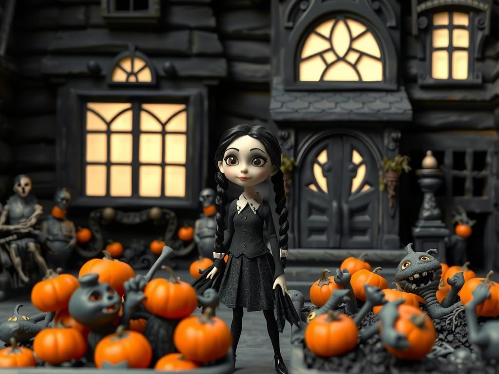 Wednesday Addams in a Creepy Harvest Garden