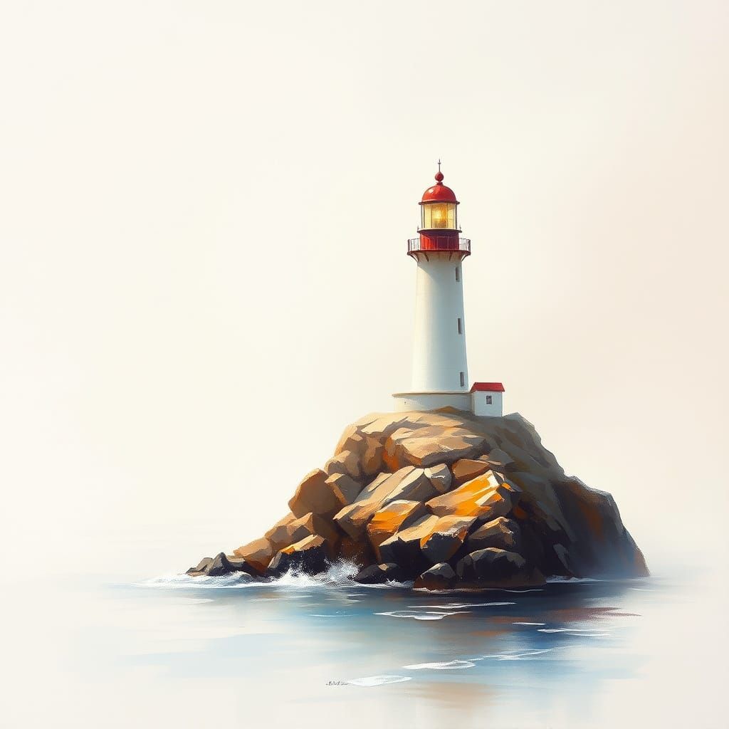 Lighthouse in Impressionistic Style with Atmospheric Glow
