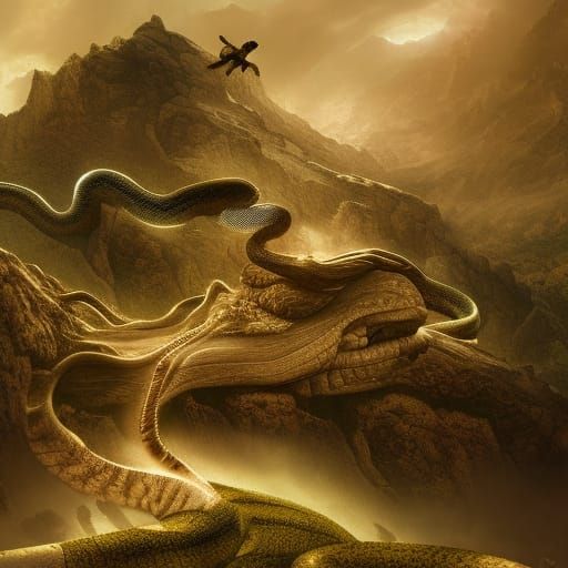 Epic Snake in Dramatic Digital Matte Painting