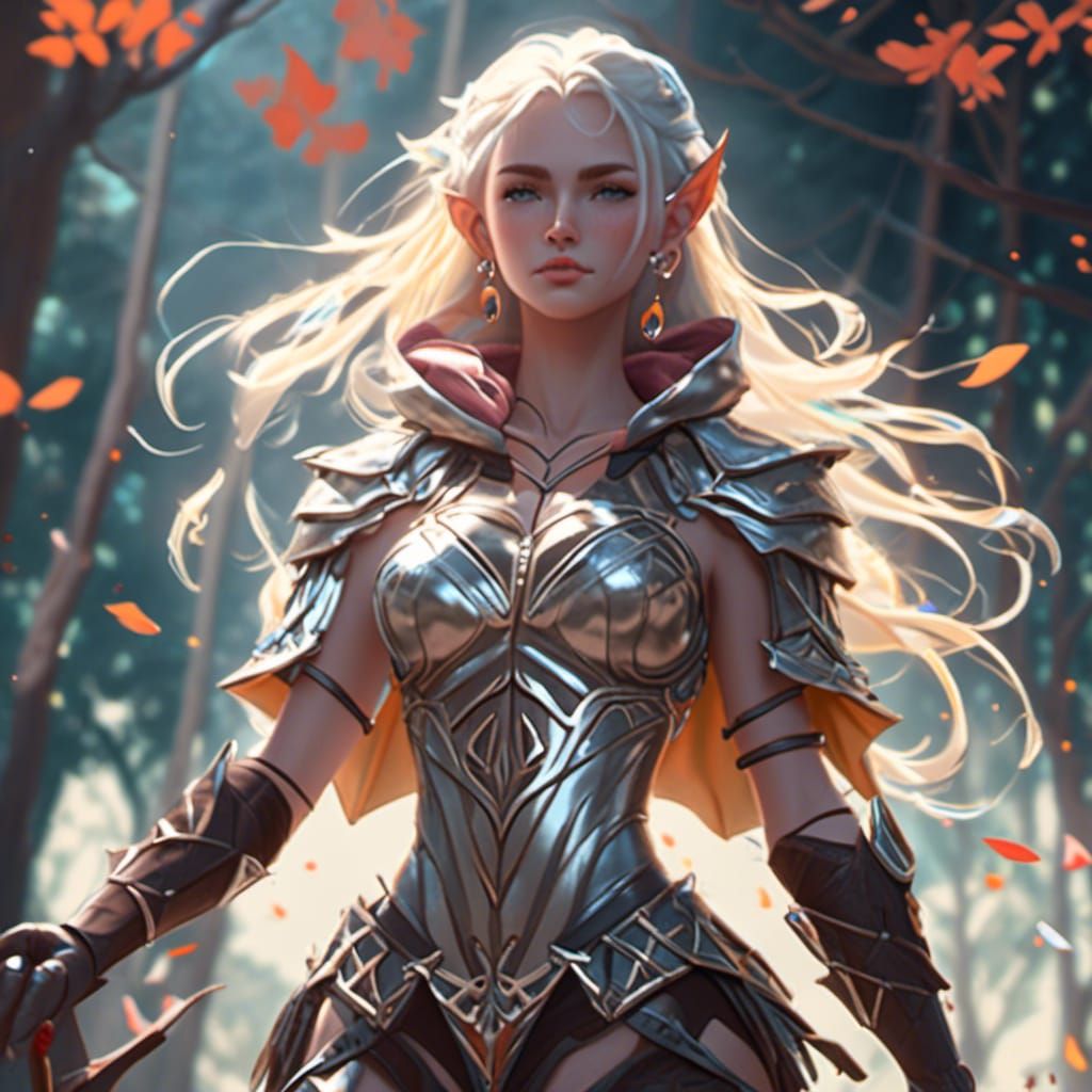 Beautiful Elf Archer in Detailed Fantasy Art Style