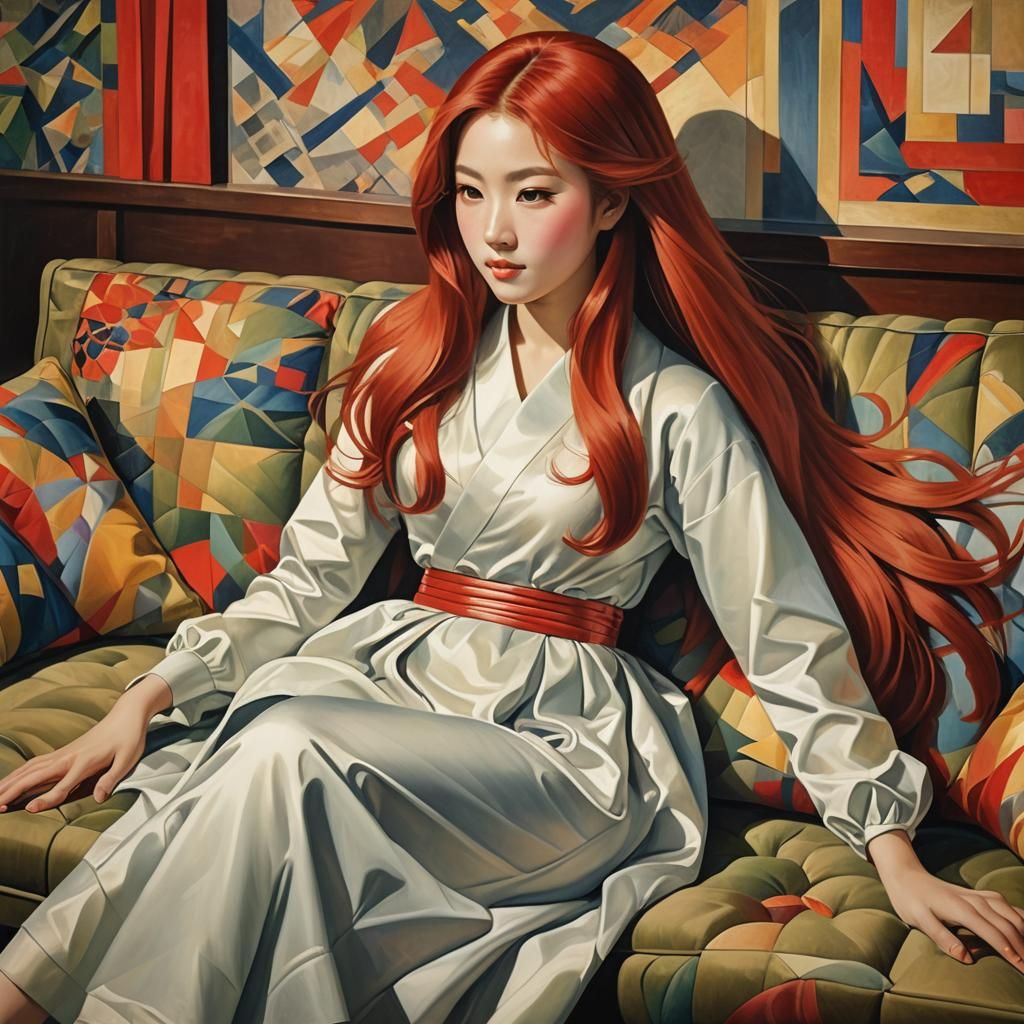 Woman with long red hair