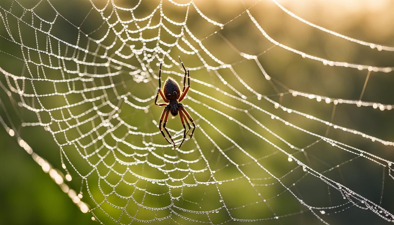 Spider Web Macro Shot with Morning Dew