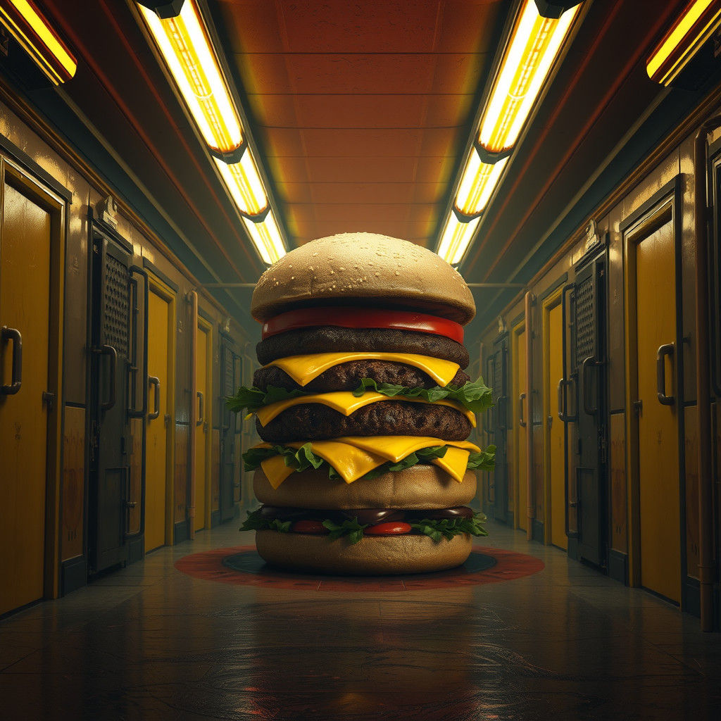 Cheeseburger in the Backrooms: Fantasy Concept Art
