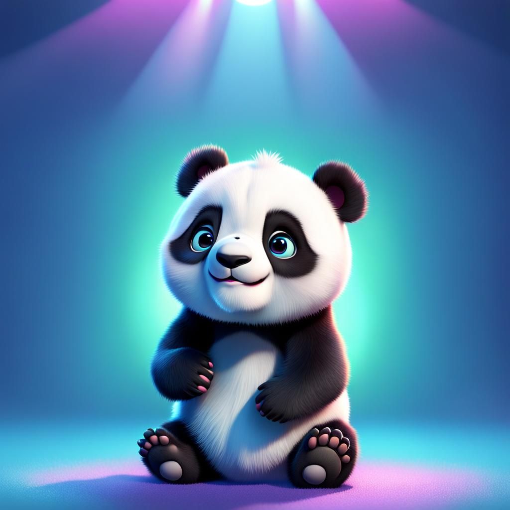 Cute Cartoon Baby Panda in 3D Digital Art