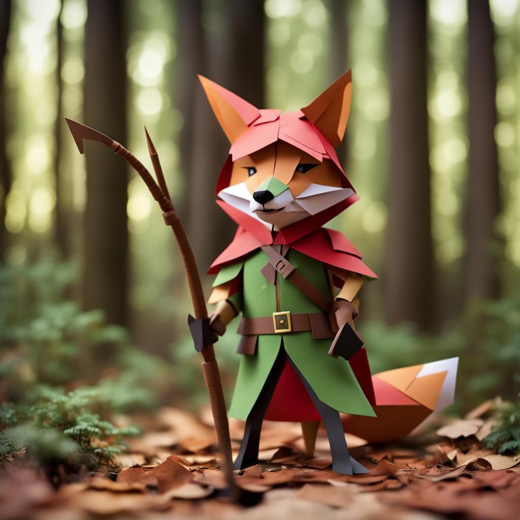 Red Fox as Robin Hood Papercraft