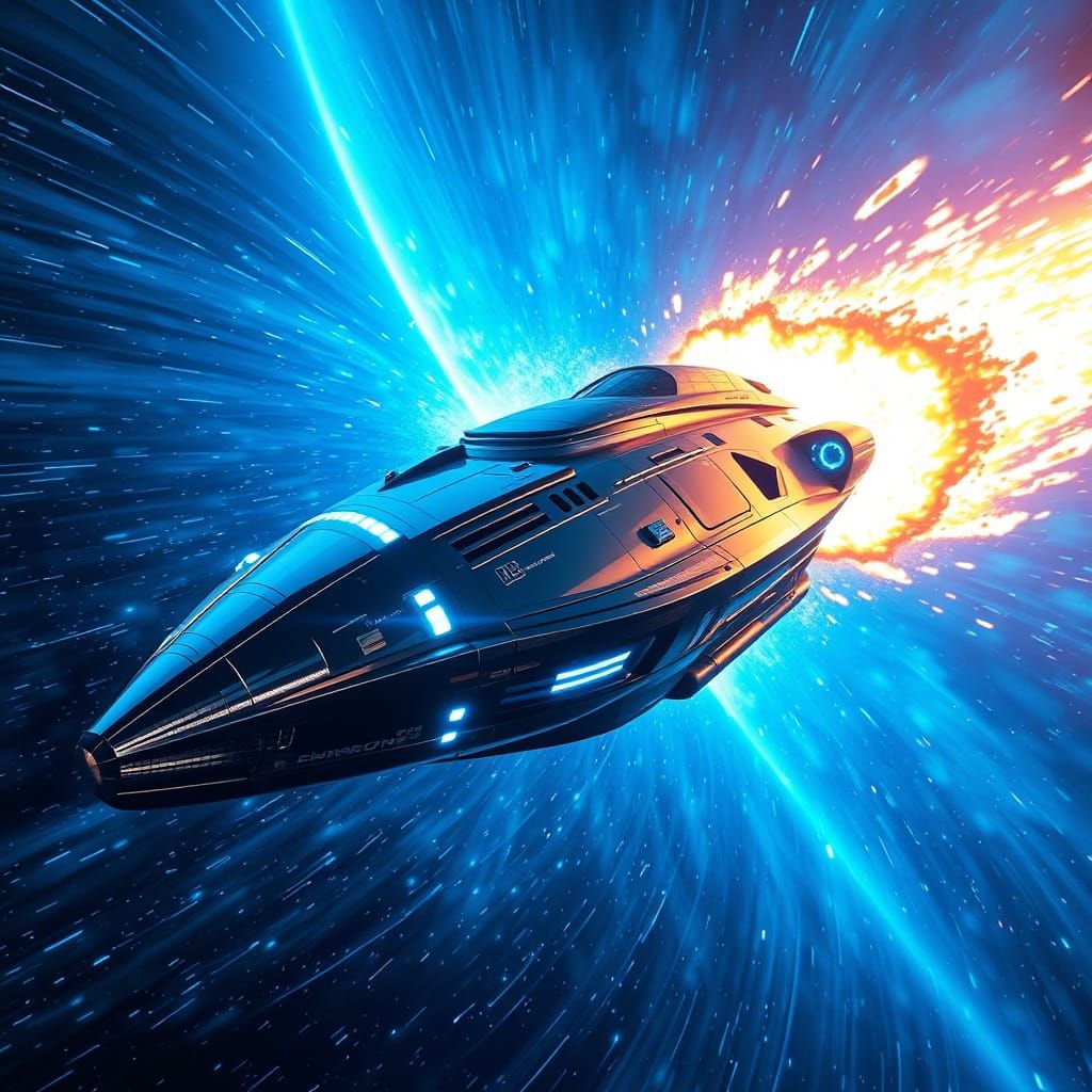 Chrome Ship Blasts Through Electric Force Field