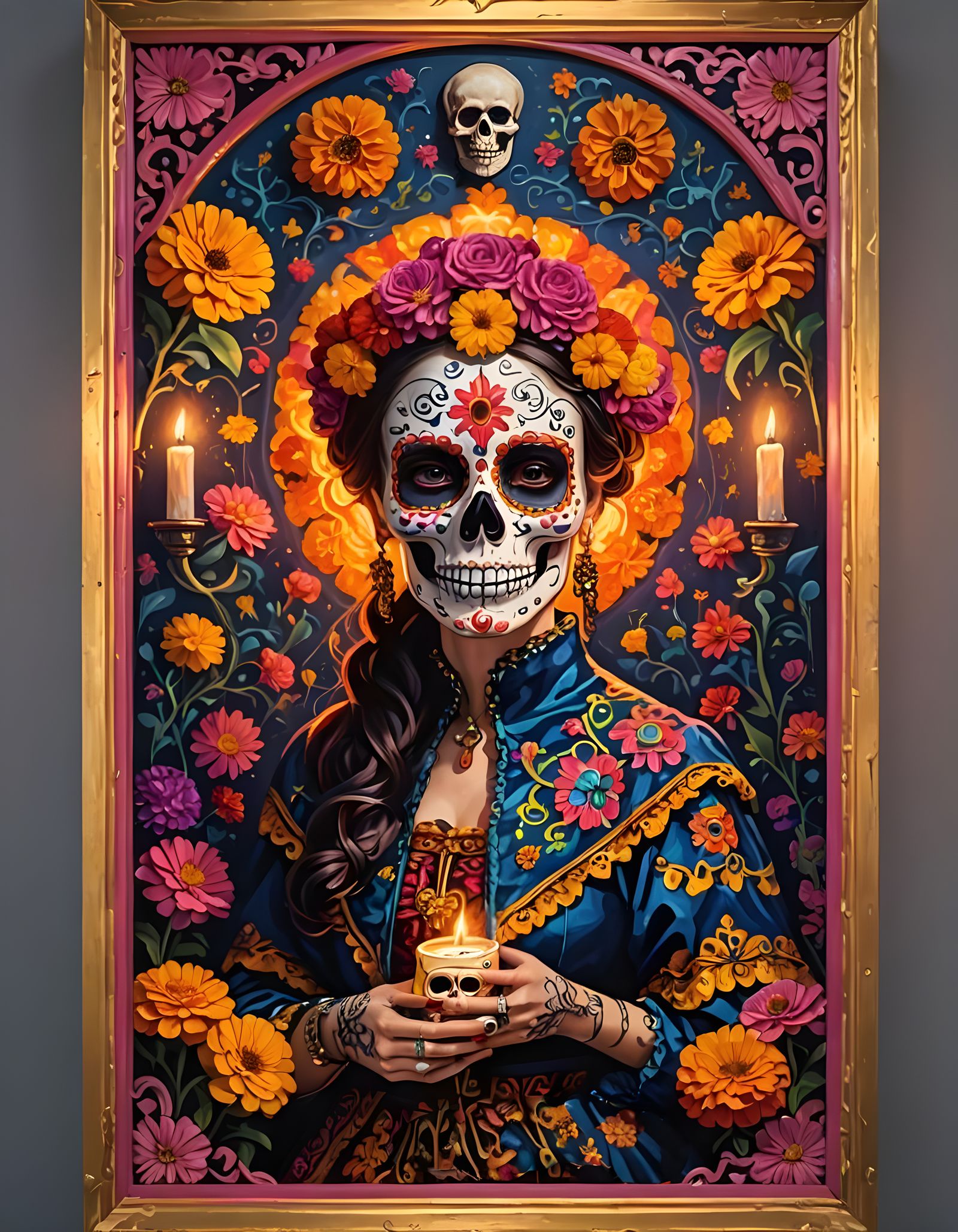 Day of the Dead Skull Painting Tarot Card