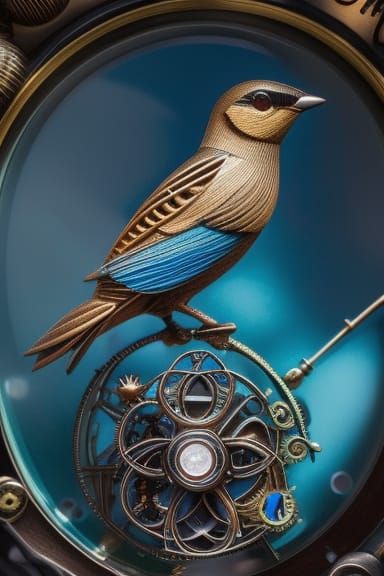 Steampunk Sparrow with Gears and Metal Details