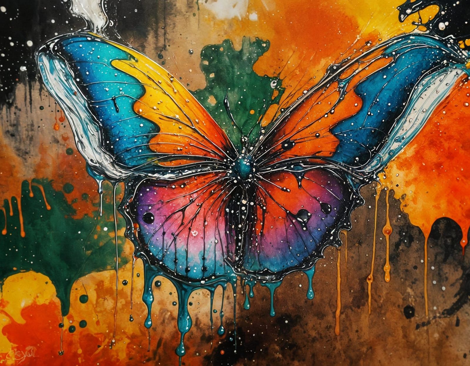 Vibrant Street Art Splatterfly