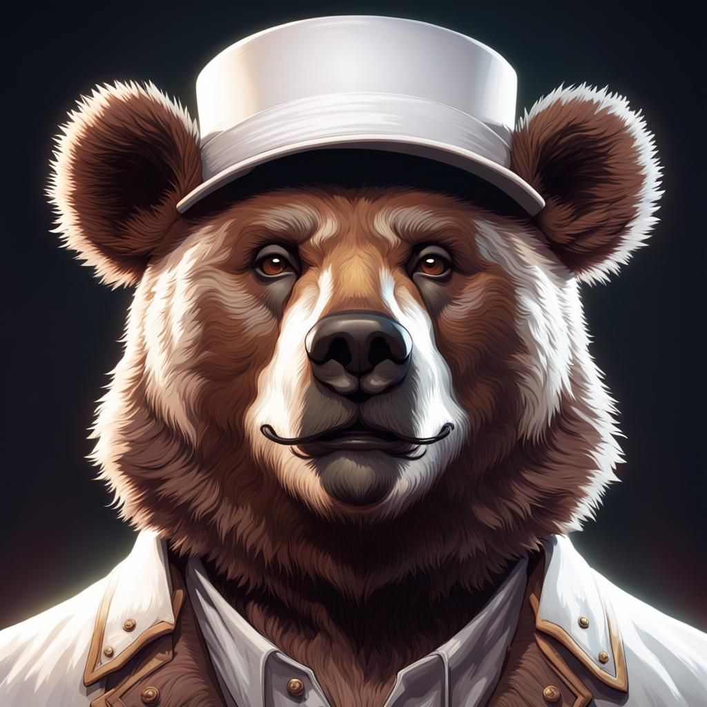 Friendly Bear Portrait in Art Nouveau Style