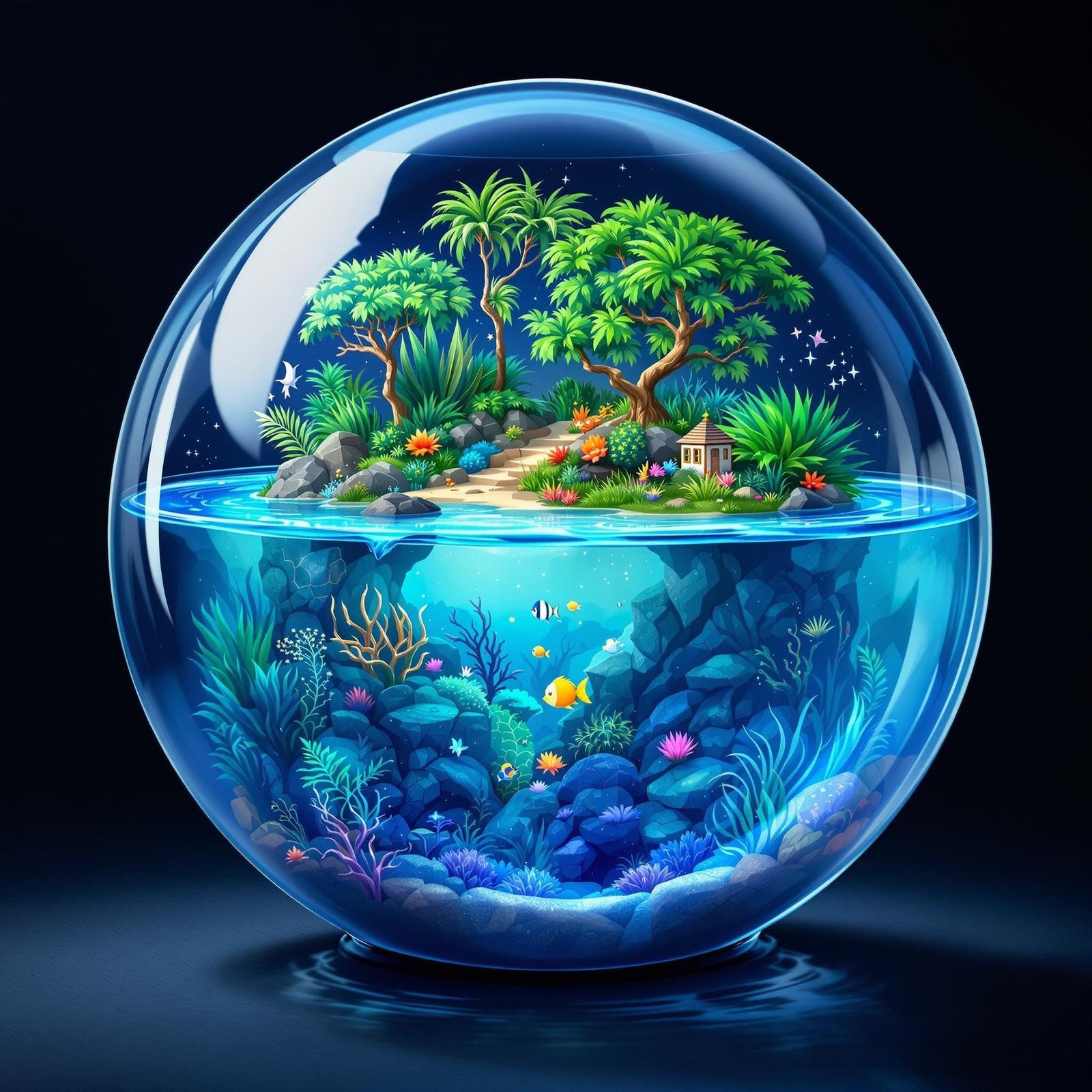 Underwater Crystal Ecosystem in Soft Tropical Colors