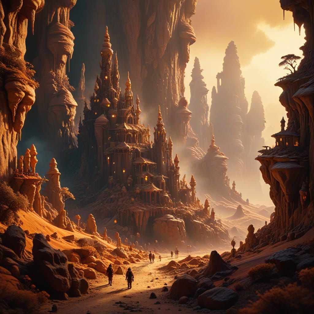 Surreal Clay Landscape with Miniature Figures