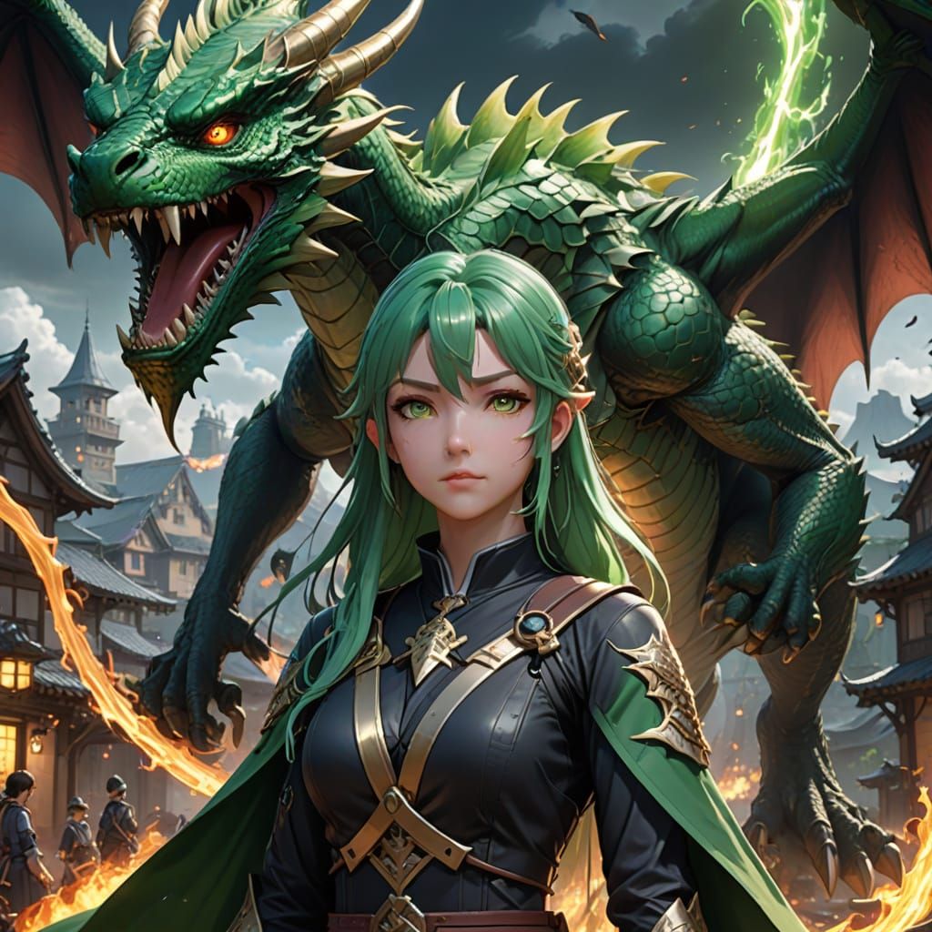 Anime Heroine Confronts Dragon in Psychic Battle