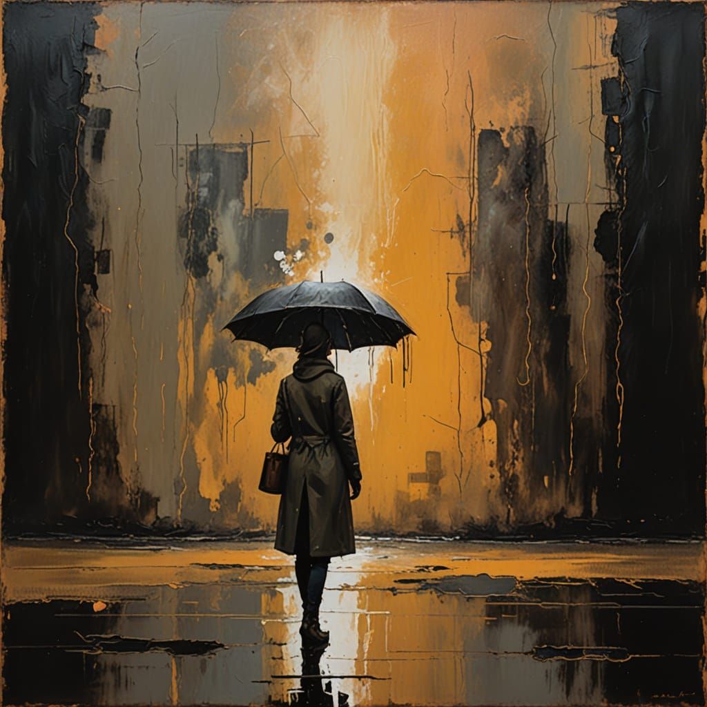 Moody Girl Under Overcast Sky