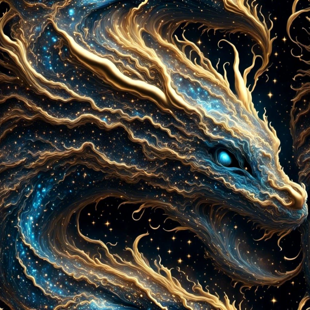 Mystic Dragon with Gold Kintsugi Lines