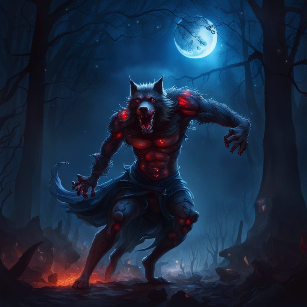Dogman's Embrace: A Dark Fantasy Concept Art