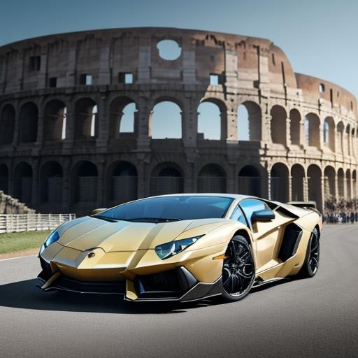 A photoshoot of a Lamborghini Aventador SVJ in Rome.