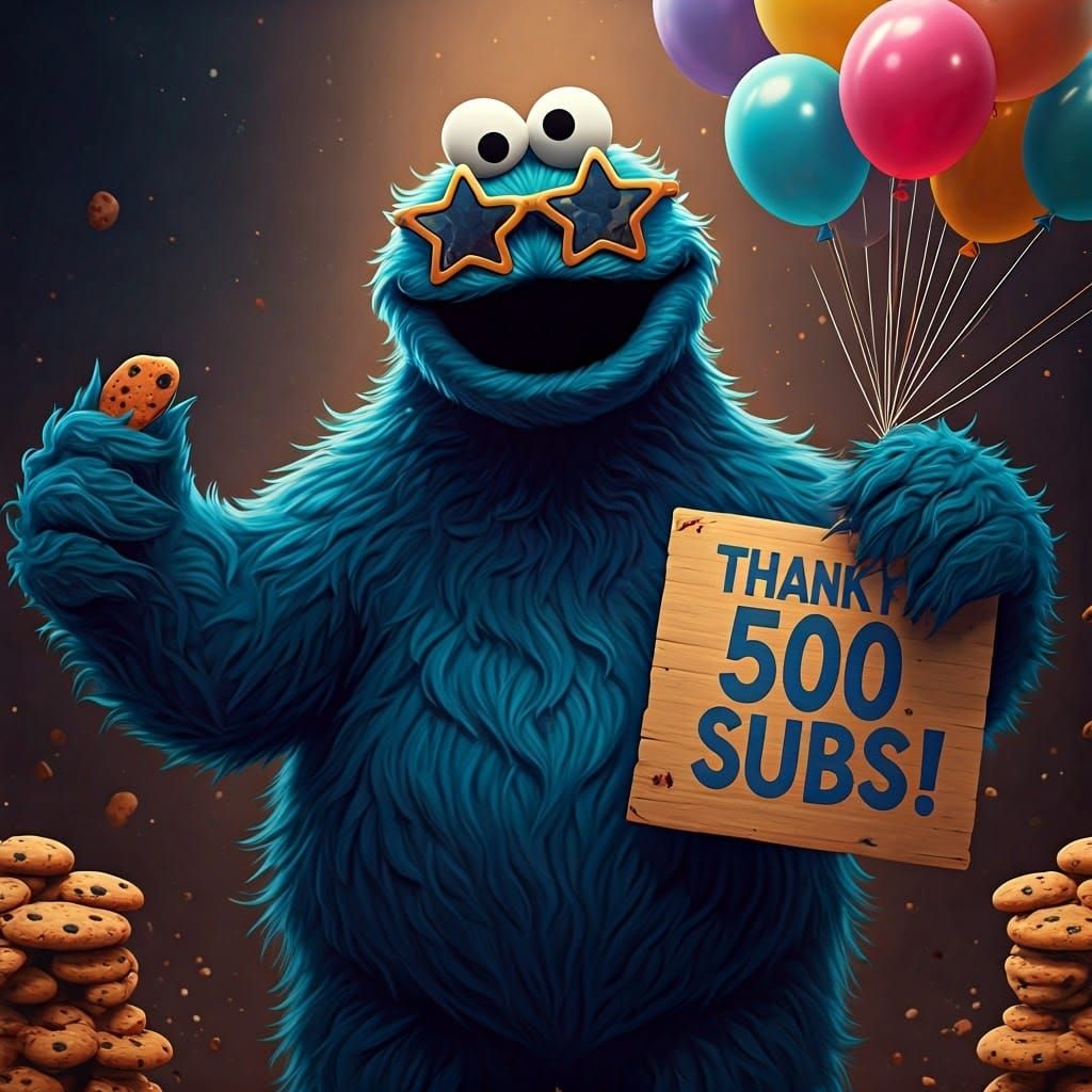 Cookie Monster Says Thanks: Colorful Digital Art
