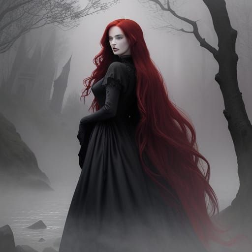 Gothic Goddess in Vibrant Oil Painting