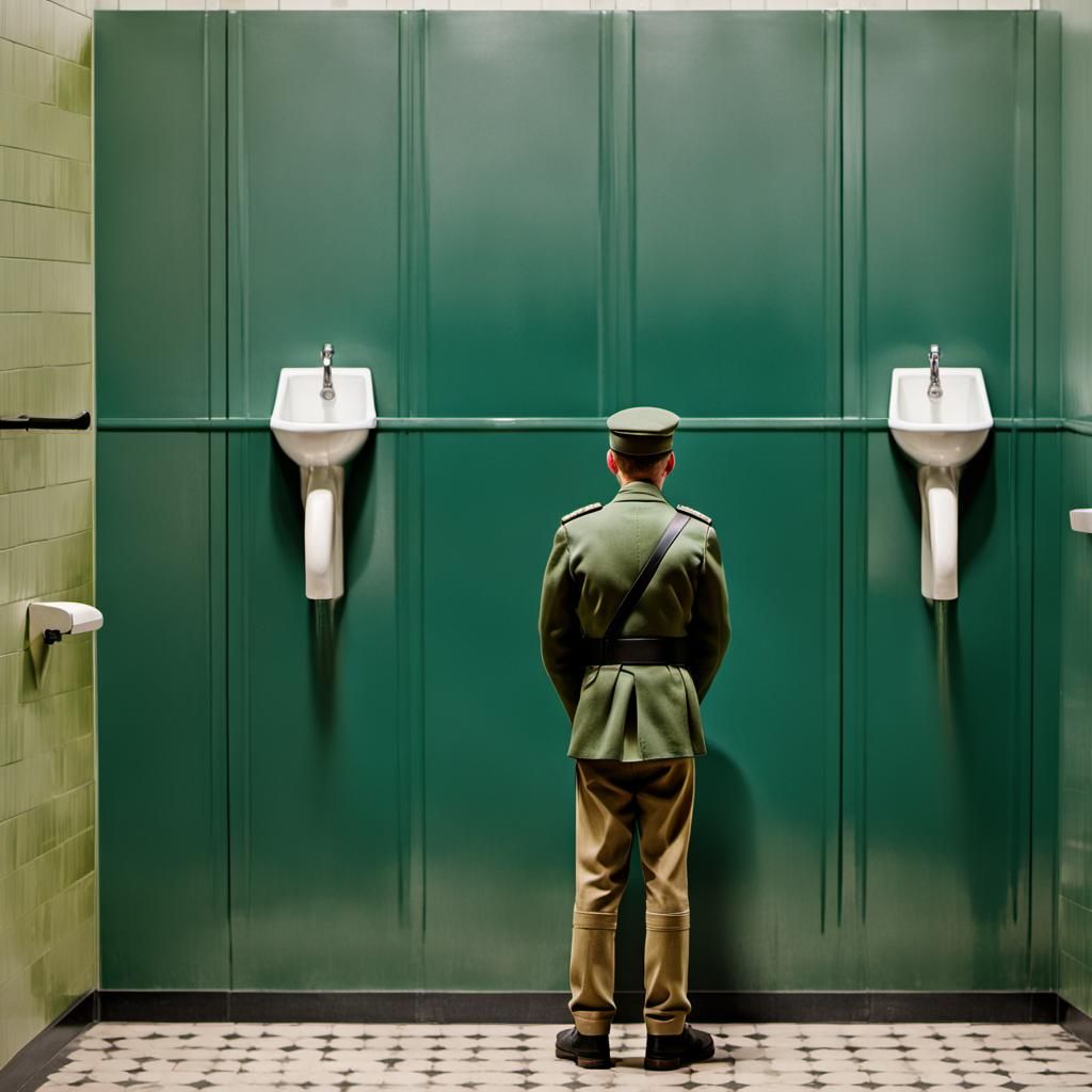 Soldier Confronts Duchamp's Urinal: Professional Photography