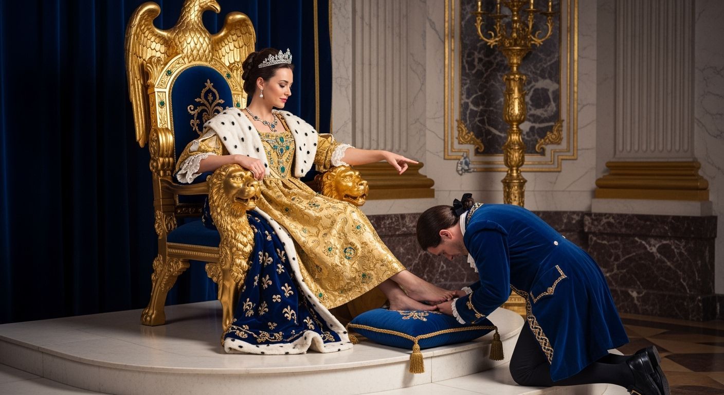 French Empress on Golden Throne, Baroque Photography
