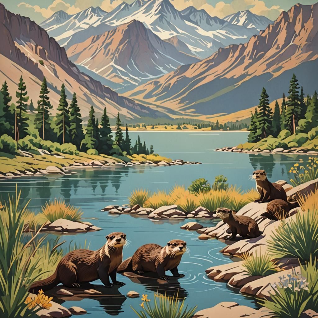 Otter Habitat in Utah: Vintage Travel Poster