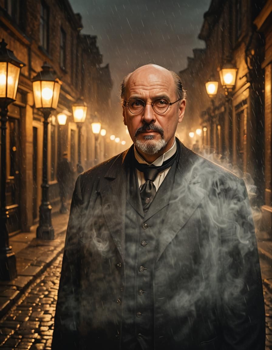 Victorian Doctor Occultist in Film Noir Style