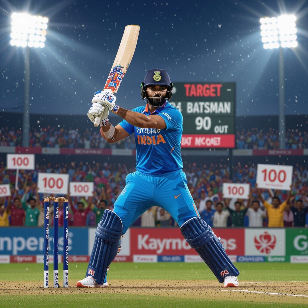 Cricket Match at Chinnaswamy Stadium in Photorealistic Style