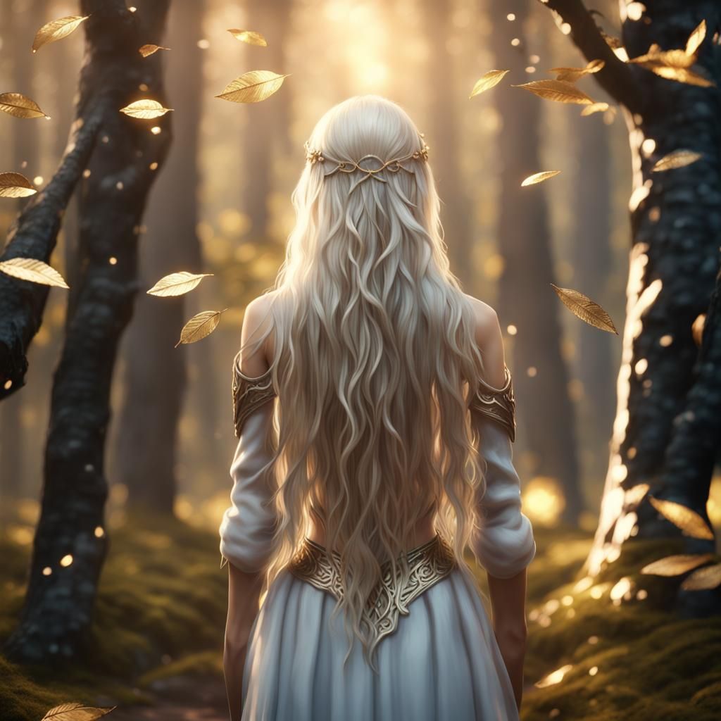 Enchanted Forest Scene with Elven Girl