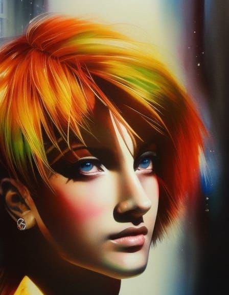 Colorful Portrait of Woman in Graffiti Art Style