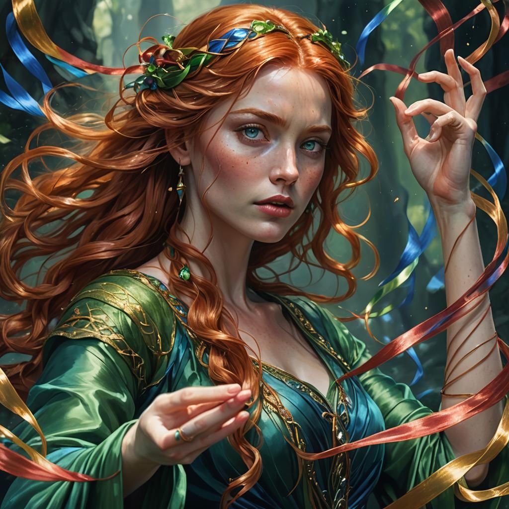 Magical Woman Reaching in a Hyperrealistic Style