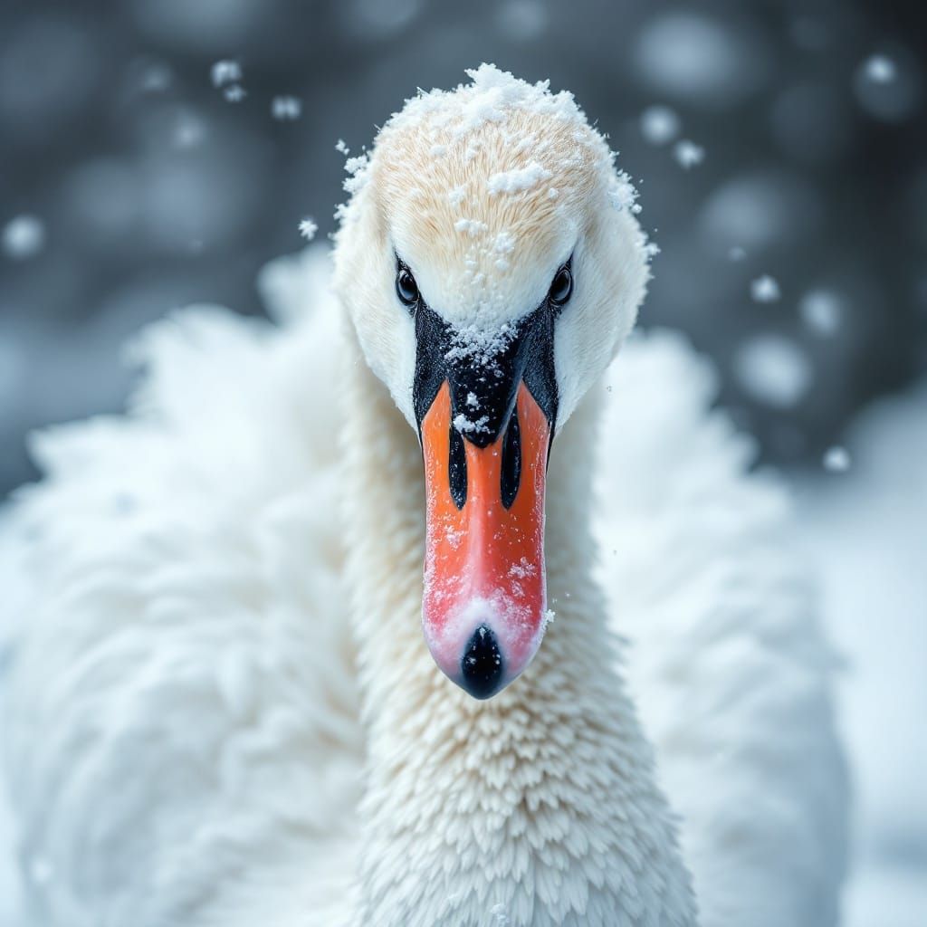 Majestic Swan in Winter Wonderland
