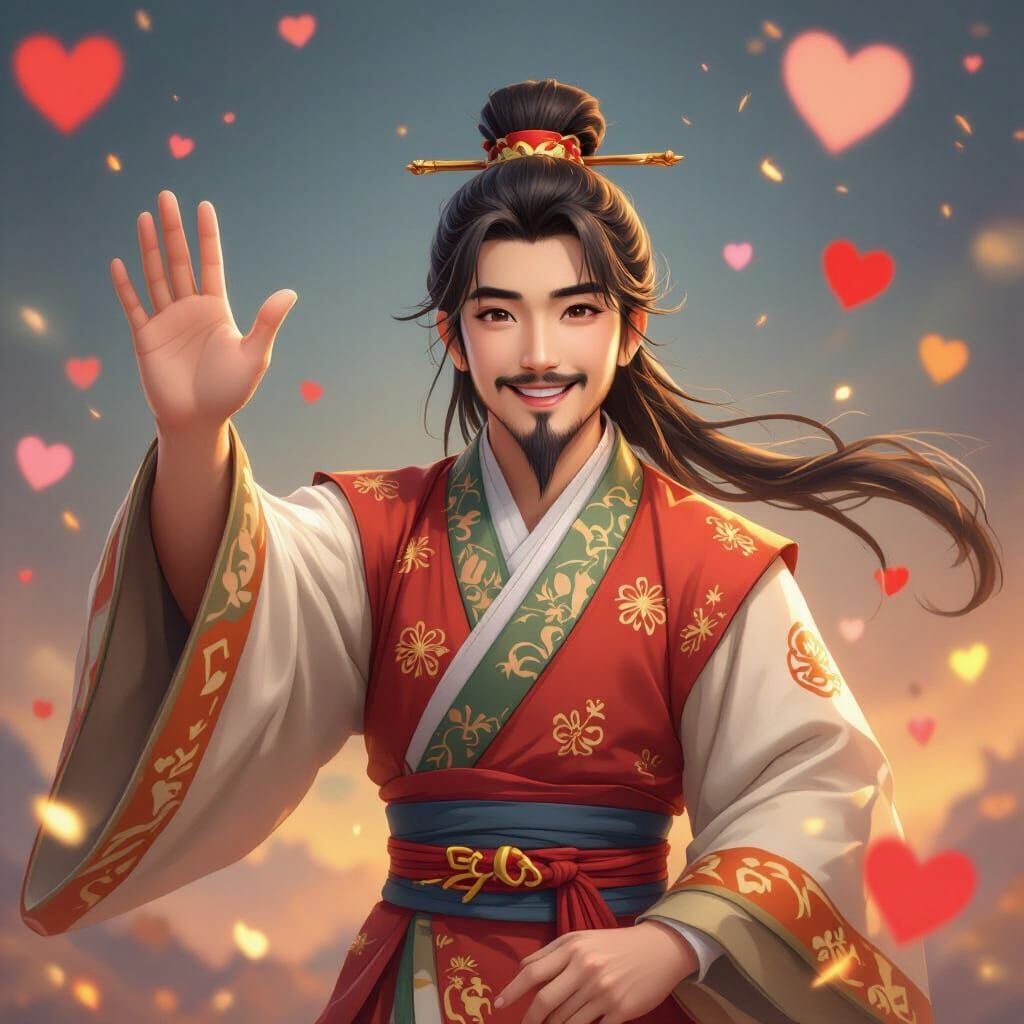 Shennong Waving Hello: Myth Meets Modern Whimsy