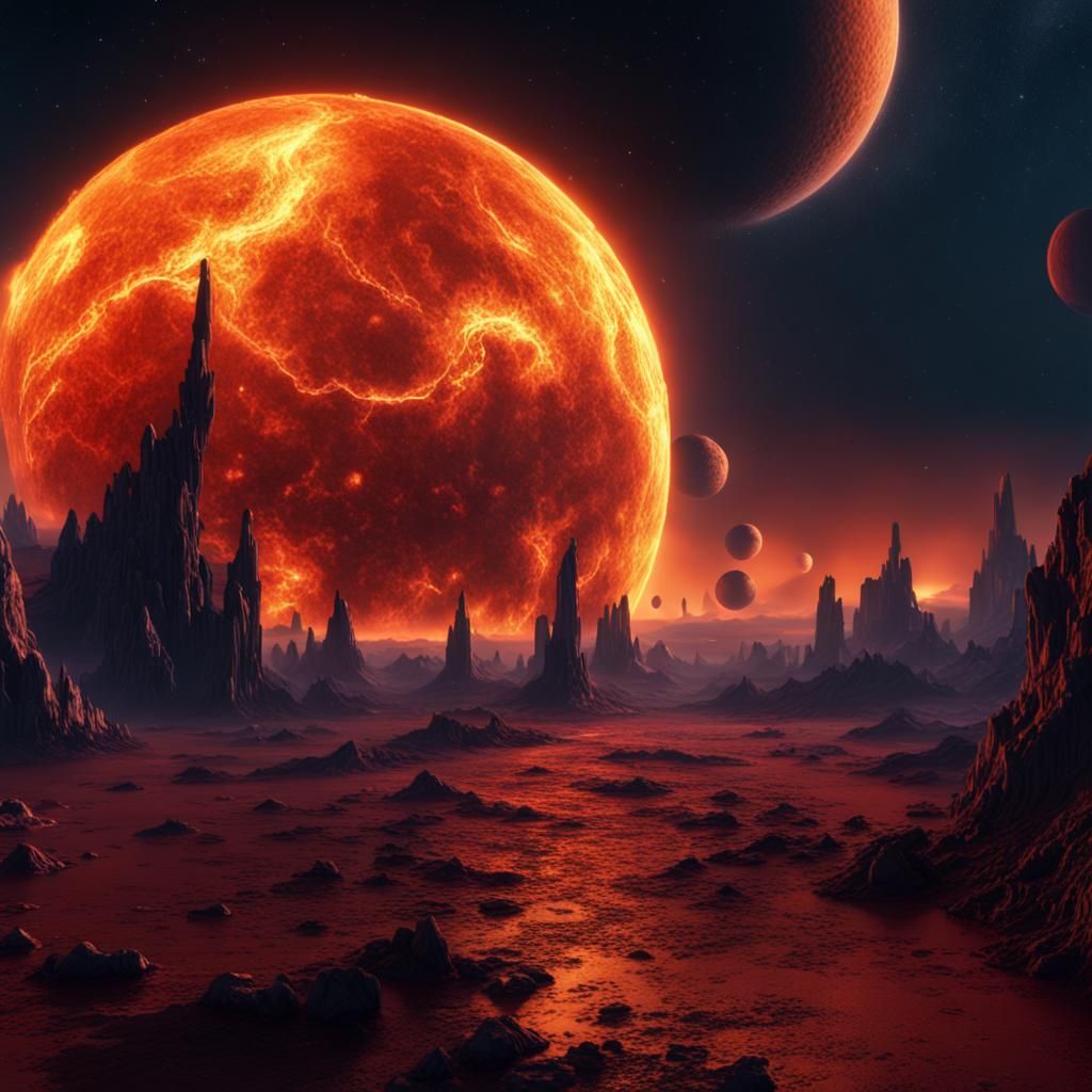 Fiery Sky Over Mercury: Digital Fantasy Art