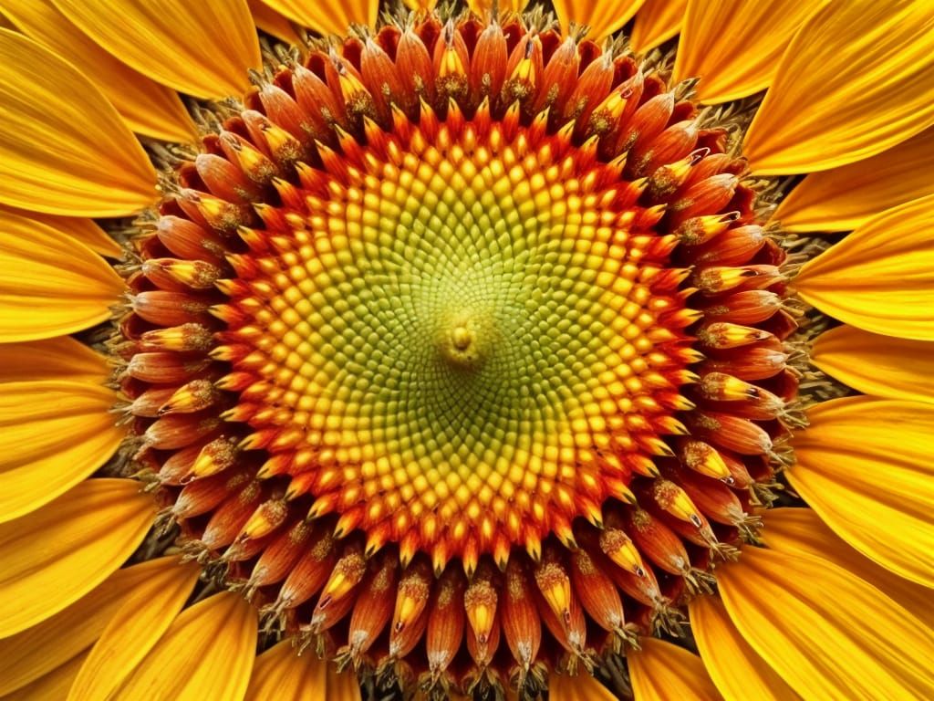 Surreal Hyper-Realistic Close-Up of Sunflower Seed