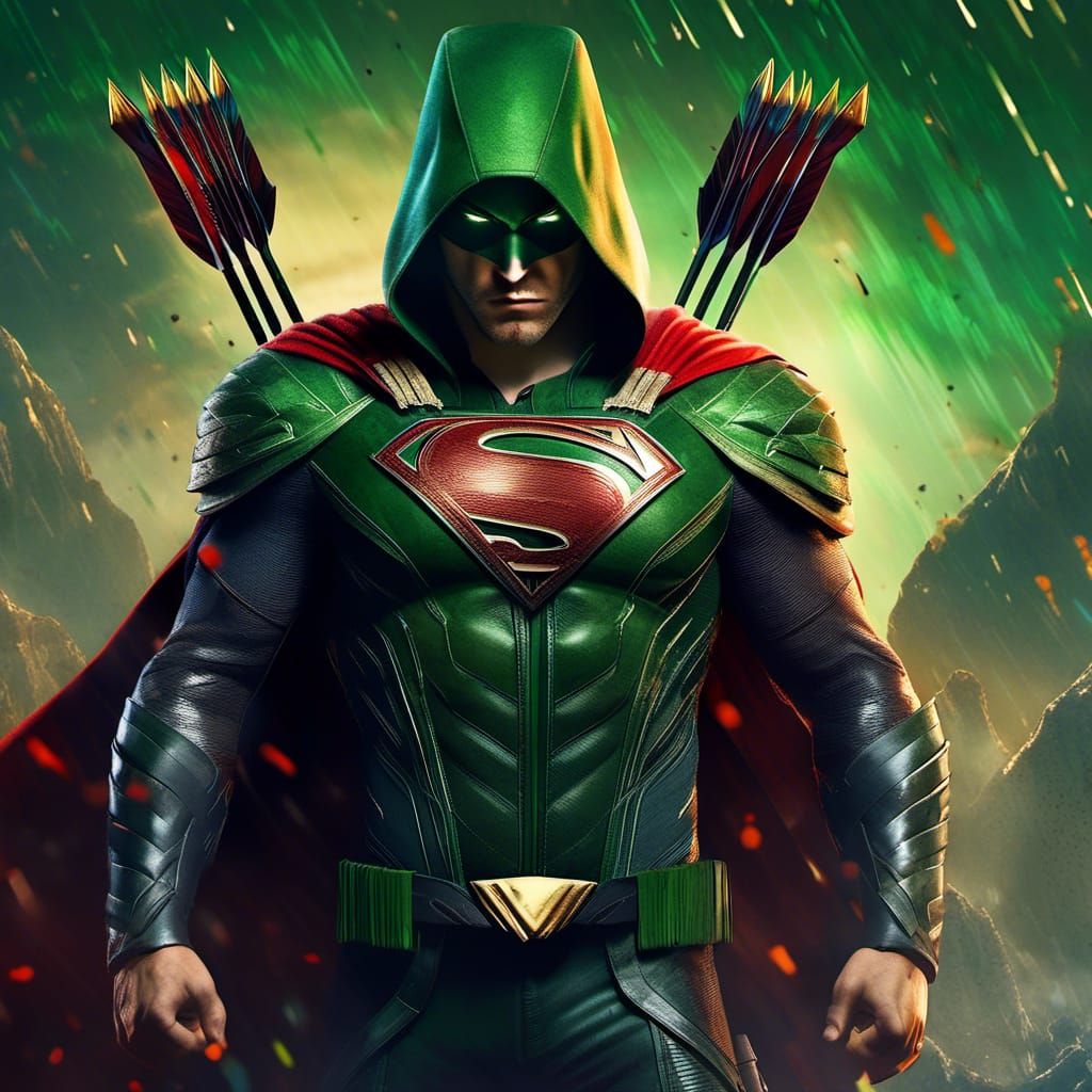 Green Arrow as Superman in Klimt Style
