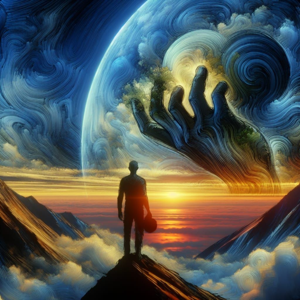 Solitary Figure Awaits Dawn at World's Edge