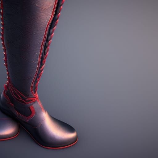 Detailed Leather Boot with Stockings in Fantasy Art