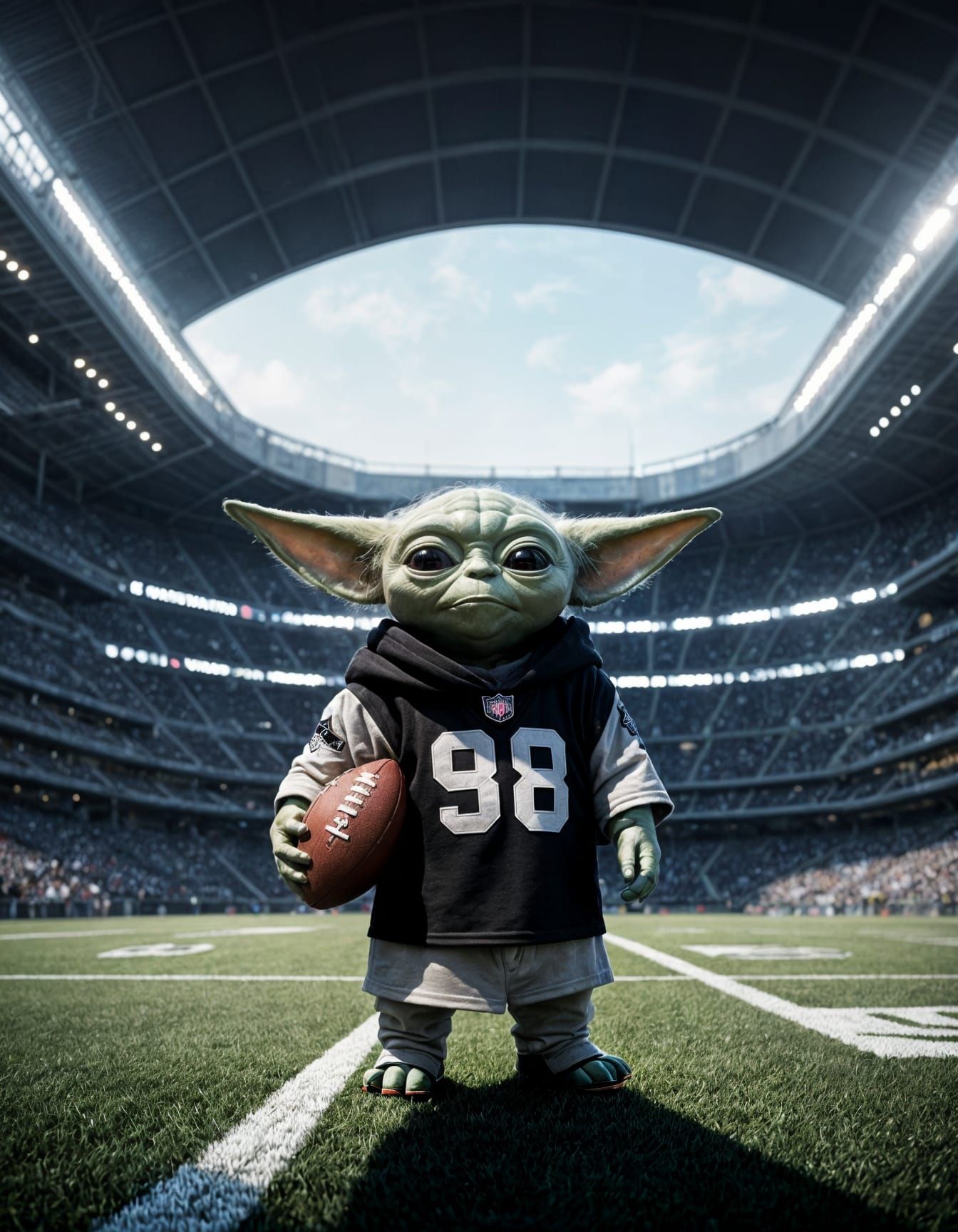Baby Yoda as Raiders Fan in Stadium